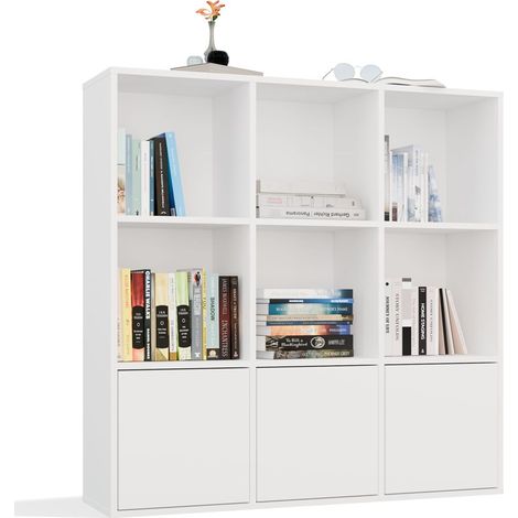 MALAX - Scaffale bianco – 3 ante – Scomparti cubici 110×110 cm – Sistema Tip-On (1/5)