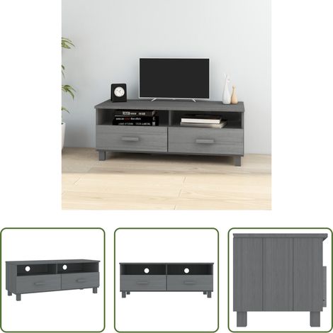 Meuble tv gris foncé - Meuble TV HAMAR Gris foncé 106x40x40 cm Bois massif de pin (1/5)