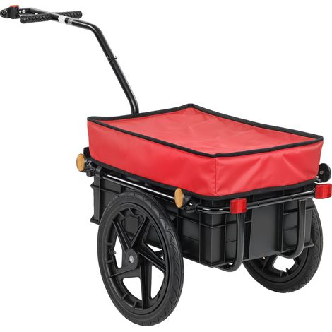 HOMCOM remolque de bicicleta para carga 40 kg, con cubierta tela oxford impermeable, reflectores, marco de acero y asas para equipaje, 144x59x80 cm