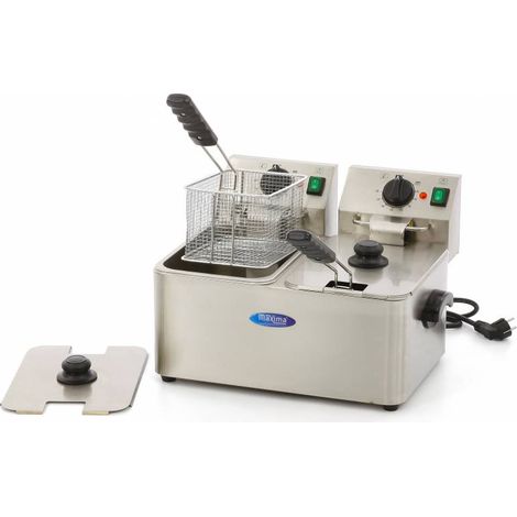 Friteuse double - Électrique - 2x4 litres - 2 paniers - Zone froide - Maxima