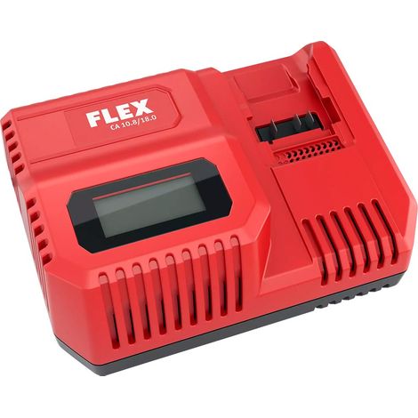 Flex – Chargeur pour électroportatif 10,8V/18V – Écran LCD – Charge rapide 80% en 30 min – Protection surchauffe et décharge