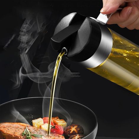Distributeur Dhuile - Bouteille En Verre Anti-Fuite - Poignée Antidérapante - Bouchon Automatique Et Bouchon De Sécurité - Pour Cuisine - 450 ml (1/5)
