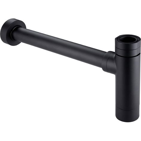 Deva 1 1/4 Inch Bottle Trap with Wall Extension - Matt Black (1/2)