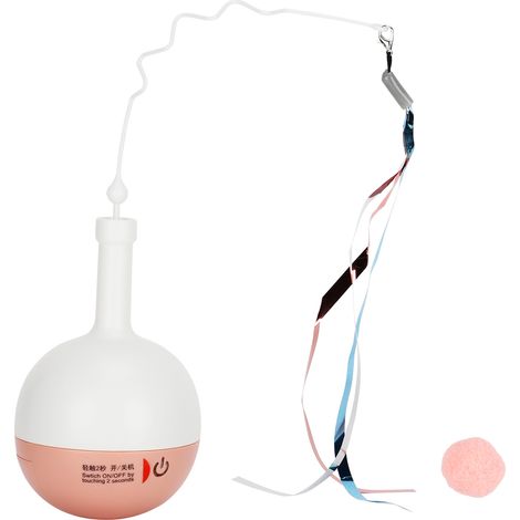 Distributeur de nourriture interactif pour chat, balle électrique rotative avec bracelet rose (1/5)