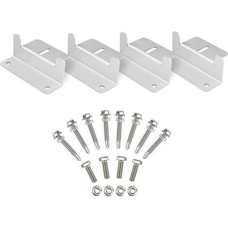 GROOFOO 1 Jeux de Supports en Z de Fixation de Panneaux Solaires sur le Toit avec Écrous et Boulons pour RV, Bateau, Toit, Mur et Autres Installations Hors Toit, Ensemble de 4 Unités (1/5)