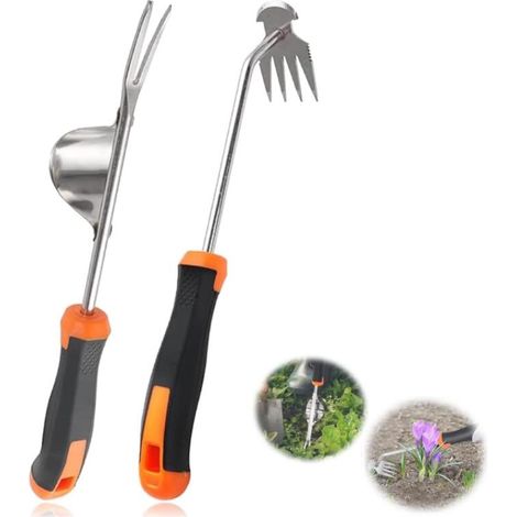 2 Pièce Désherbeur Manuel,Arrache Pissenlit,Arrache Mauvaise Herbe en Acier Inoxydable,Extracteur Mauvaises Herbes,Outil désherbage Manuel (1/4)