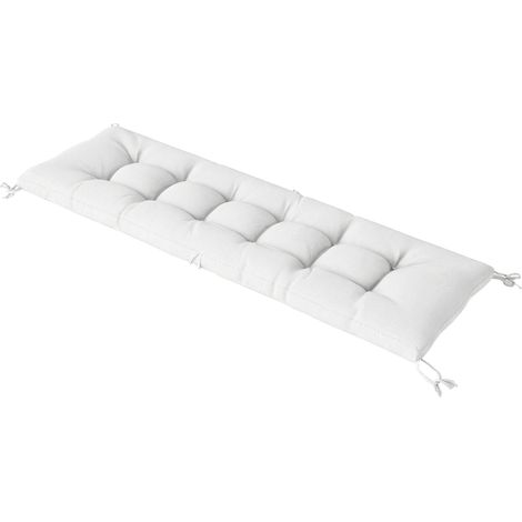 Coussin de banc d'extérieur avec sangles de fixation, protection UV50+, rebond lent, intérieur/extérieur, 198 x 65 x 13 cm, crème (1/5)