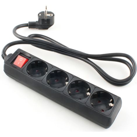 Regleta de enchufe negra onlex t/t interruptor cable 1,5 mts 4 tomas (1/2)