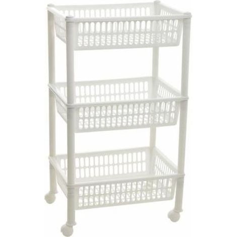 Plast-team Chariot de salle de bains blanc 39,4x29x68,5 cm