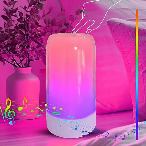 Lámpara de noche LED con modo de ritmo musical y sensor de movimiento, control táctil, cambio de color RGB, regulable, USB, para dormitorio y sala de estar. (1/5)