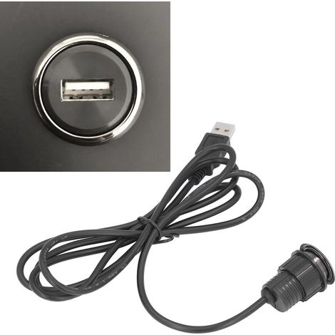 Versenkte USB-Kabeldurchführung: Versenktes Ladeelement aus ABS und Aluminiumlegierung, Montagedurchmesser 2 cm, 1,5 m langes Kabel für sicheren Anschluss von Smartphones. (1/5)