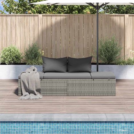 Vidaxl – Lit de jardin gris 195x60 cm – Résine tressée résistante à l'eau – Cadre en acier enduit de poudre – Réglable pour confort optimal
