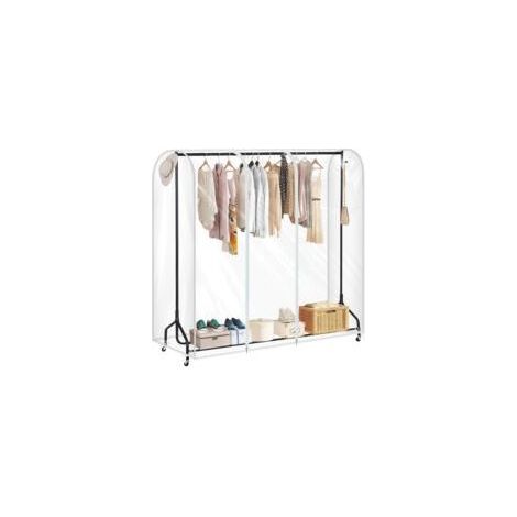 Grande Housse de Protection pour Portant à Vêtements, Plastique Waterproof Transparent, Ouverture et Fermeture Faciles(150 x 50 x 110 cm) (1/5)