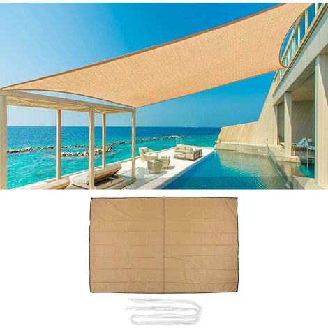 Voile d'ombrage pliable et portable pour piscine, résistante aux UV et facile à entretenir, idéale pour jardins extérieurs avec 4 points d'attache.