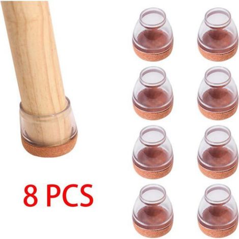 Protections Pour Pieds De Chaise - En Silicone TPE Élastique - Diamètre 13 À 19 Mm - Fond Feutre 7 Mm - Lot De 8 (1/4)