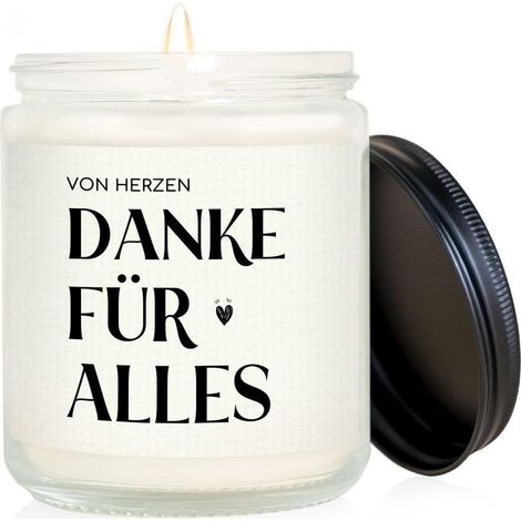 Duftkerze im Glas - Danke Geschenk für Frauen & Lehrerin, Sojawachs, 35h Brenndauer