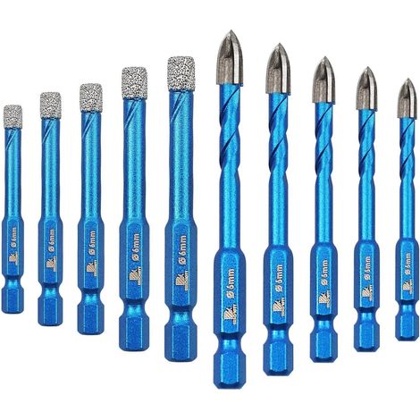Diamantbohrer Set 6mm Sechskant Schaft für Feinsteinzeug, Keramik, Granit, Marmor (1/5)