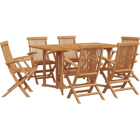 Maison Exclusive - Garten Essgruppe 7 pcs Braun Massivholz Teak