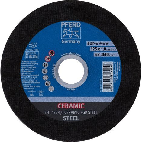 Disco de corte Cerámica SGP Acero D125x1mm recto STA taladro 22,23mm PFERD (Por 25)