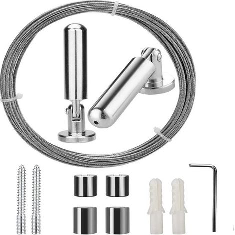 Set di aste per tende da 5 m, asta per tende in acciaio inossidabile, stendibiancheria, filo per asta a tensione, filo per foto, tende da doccia, cordino per tende (1/5)