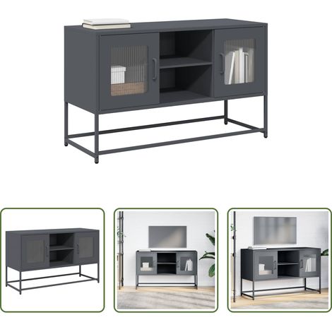 Schrank für Wohnzimmer -  TV-Schrank Anthrazit 100,5x39x60,5 cm Stahl (1/5)