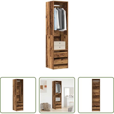 Rangement -  Garde-robe vieux bois 50x50x200 cm bois d'ingénierie (1/5)