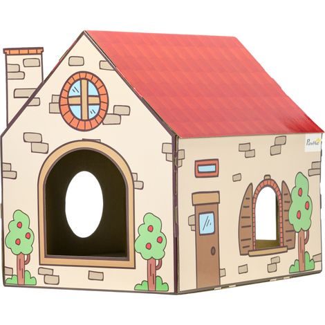 Two-In-One Cat House, Cat Scratching Board  Scratcher, Catnip, Cat Cardboard Scratcher for Indoor Cats (1/5)