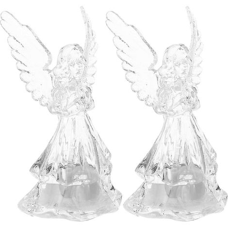 Ange lumineux LED à couleurs changeantes (lot de 2), décoration de jardin, statue d'ange 3D scintillante (1/5)