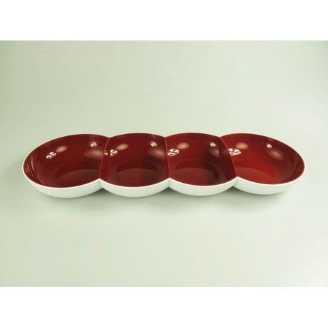 H43 blanc/rouge 9768 - Bol en plastique, 500 ml, Rouge, Blanc, Éclectique, Aperitif, Dîner, Snack, Lave-vaisselle, Micro-ondes (1/2)