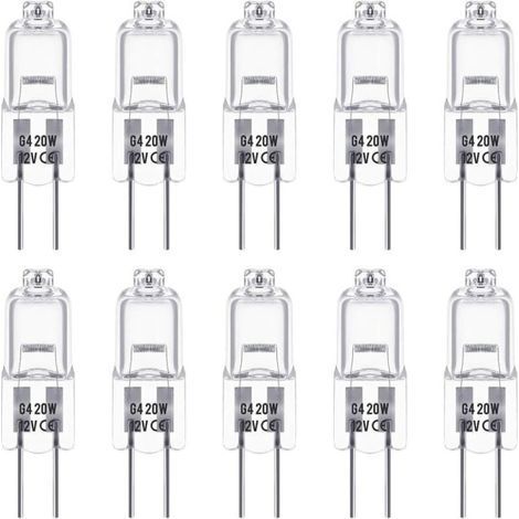 G4 halogenlampor, 12V 20W, varmvit 3000K, 350LM, dimbar, klar, 10 st. (1/4)
