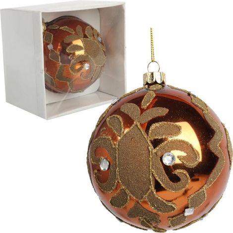 Pallina di vetro decorata, 10 cm, marrone (1/4)