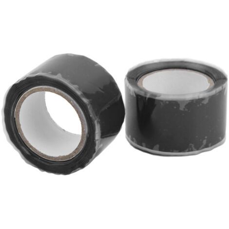 2PCS Ruban Silicone Auto-Agglutinant pour Réparation de Tuyaux et de Raccords, Étanche et Isolant, Noir (1/5)