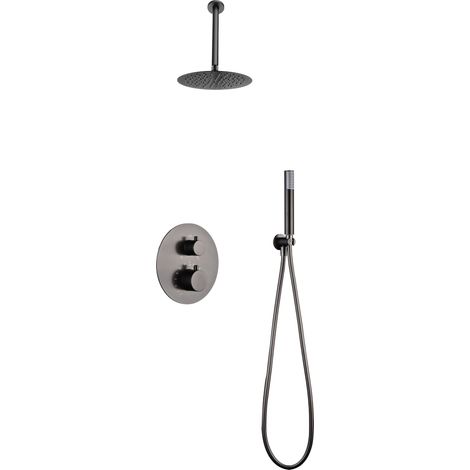 Imex -  Columna Ducha Empotrada Termostatica Negra Serie Tívoli (1/4)