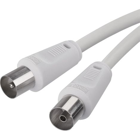 Câble d'antenne, câble coaxial, câble TV, câble coaxial pour TV numérique, récepteur, SAT, double blindage, câble coaxial droit mâle vers coaxial femelle droite (1/5)