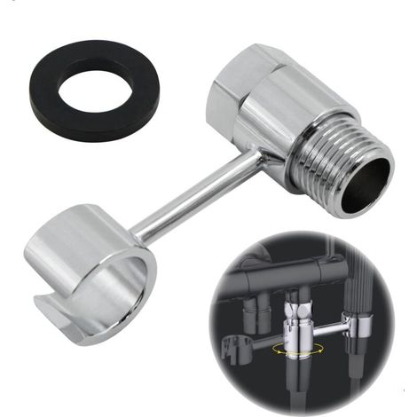 360° Support de Douche Sans Perçage - Pommeau Douchette Réglable, Raccordement 20mm éCrou Porte Universel Attache Pomme de Douche, Chromé pour Salle de Bain, Installation Facile