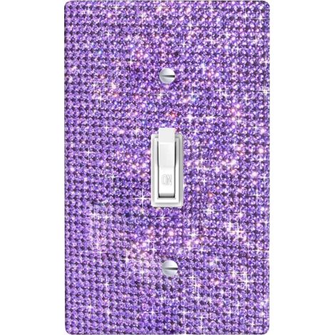 Cache-interrupteur à bascule simple avec strass à paillettes - Plaque murale - Prise électrique brillante pour chambre à coucher - Violet