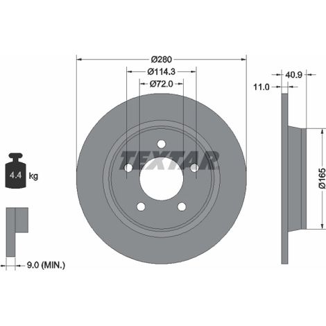 Lot de 2 Disques de frein Textar 92130600 MAZDA BP6Y26251B BP6Y26251C BP6Y26251D