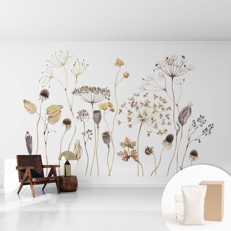Tapete Vliestapete mit Kleber - abwaschbar - Arbeitszimmer - Esszimmer- Top Qualität Wiesenblumen 416x254 cm (1/5)