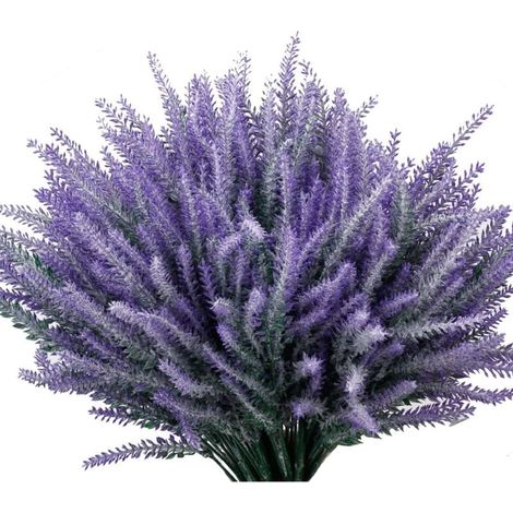 Fleurs Artificielles Lavande Coloré Flocage Bouquet DIY Décoration Pot Jardin Design Meubles Décoration 10pcs Violet (1/4)