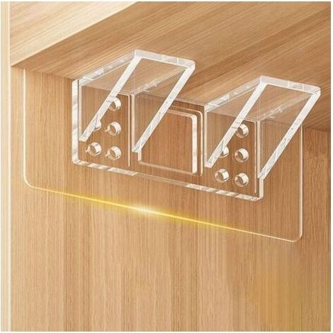 6 Supports d'étagères Autocollants,14x6cm double Chevilles de Support d'Étagère,Transparent D'étagère Supports Adhésifs,Supports Muraux Adhésifs Sans Perforation pour étagères Placard P (1/5)