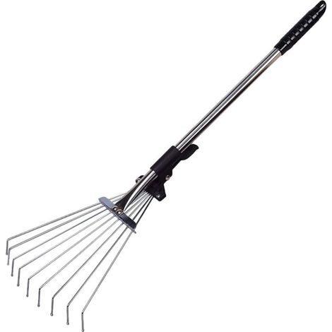 LaBlanc - Rastrello per foglie da giardino - Rastrello da giardino in metallo regolabile, rastrello estensibile per erbacce, rastrello da campeggio per giardino, prato, cortile