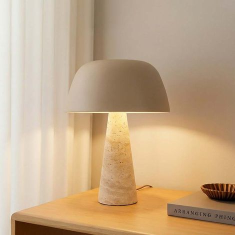 [NEUWERTIG] B-Ware Lindby Tischleuchte Magritt beige Metall Stein 41 cm E27 Schalter am Kabel (1/2)