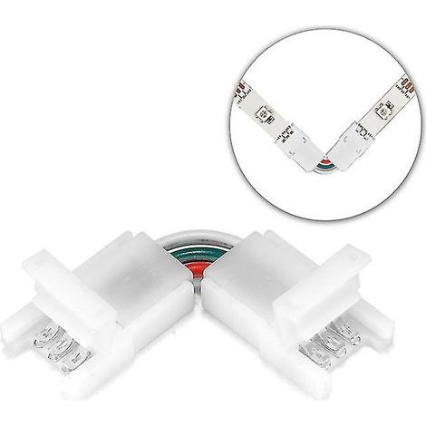 Connecteur pour ruban LED 2/3/4 broches 8/10 mm, coudé à 90°, pour rubans LED SMD RGB 3528/5050. (1/5)