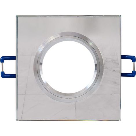 Downlight LED carré verre miroir, fixe finition transparente, culot GU10 (1/5)
