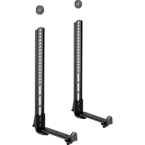 Support barre de son mobile noir – Compatible VESA jusqu'à 800x400mm – Charge max 15kg – Installation sans perçage – 2 pièces – (1/4)