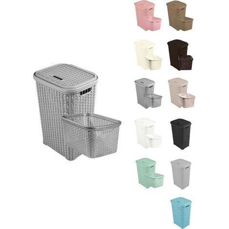Cesto Ropa Sucia Pongotodo con Tapa y Asas  Cesta Colada Plástico Ratán  Cubo Ropa Sucia  Baño Dormitorio  38L/48L/60L