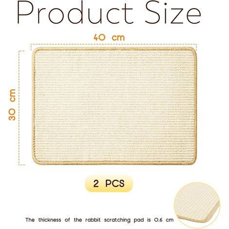 Tapis Lapin, Tapis Sisal de Soin des Griffes et des Dents pour Cages Lapin Tapis en Sisal Planches à Gratter, Lapins Accessoires pour Rongeurs Protège Les Canapés de Literie pour Mordre (1/4)