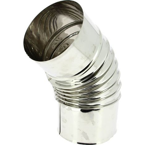 TEN – Coude inox 304 BR 45° plissé Ø125 – Raccord fumisterie pour gaz, fuel, bois – Tube simple paroi, épaisseur 4/10ème (1/4)