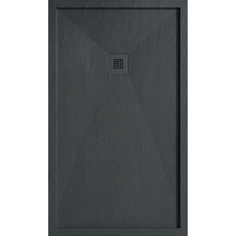 Mineralguss-Duschwanne extra flach mit Rand SARIN ANTHRAZIT 100x120 cm Auslaufschutz in Farbe