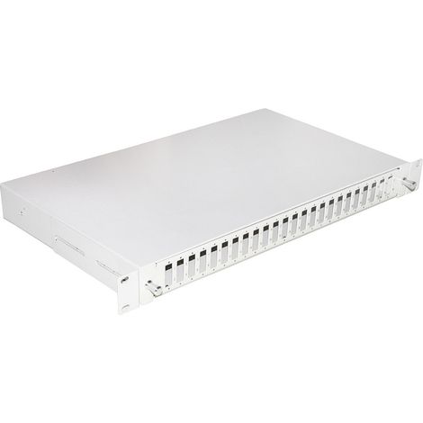 CASSETTO FIBRA OTTICA 24 PORTE PER ADATTATORI SC DUPLEX 1 UNITA' PER INSTALLAZIONE 19" GRIGIO CON BINARI TELESCOPICI (LKFO24SCD)